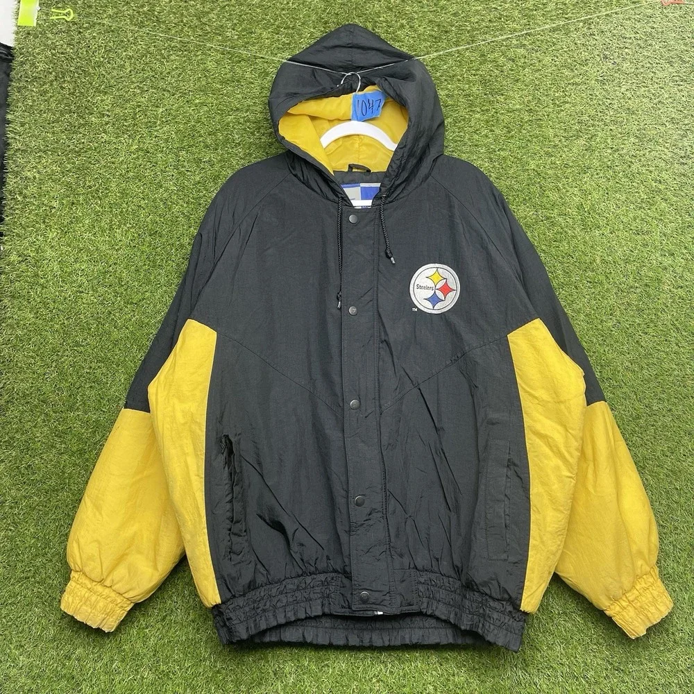 Vintage Pittsburgh Steelers Jacket Mens XL NFL Game Day Windbreaker Full Zip